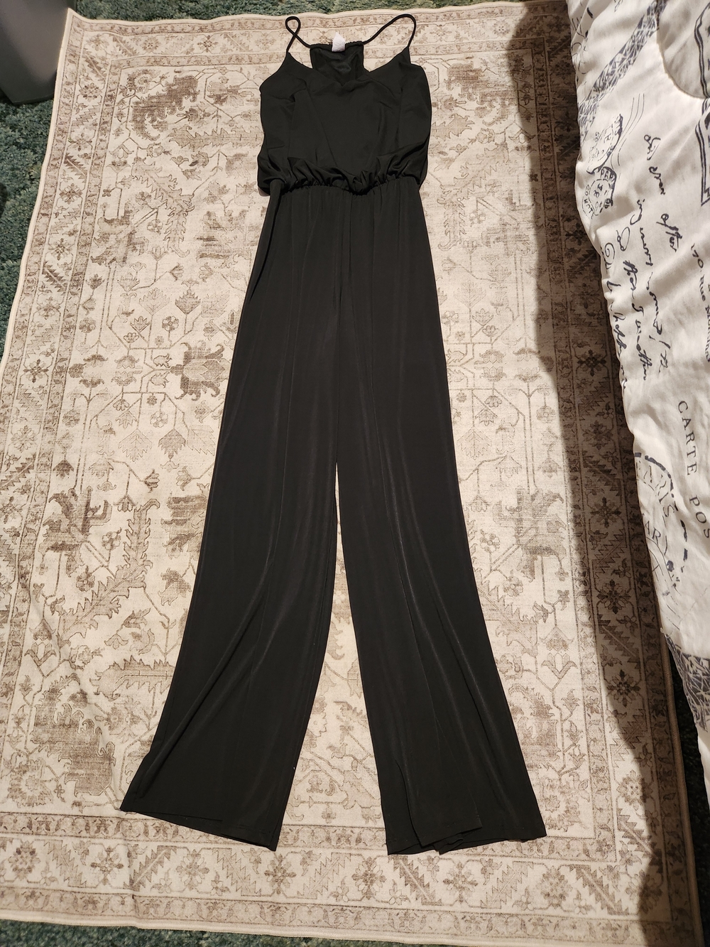 Urban Outfitters Black Spaghetti-Strap Wide-Leg Jumpsuit